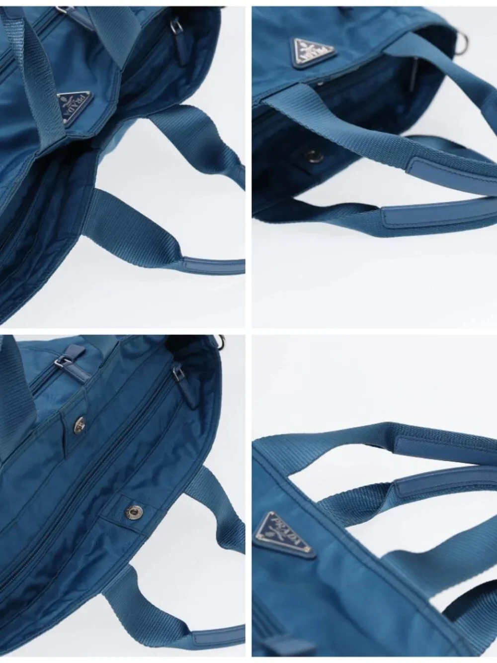 PRADA Shoulder Bag Nylon 2way Blue Silver - Picture 16 of 16